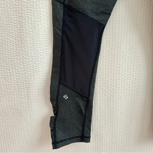 Lululemon Pace Rival Gray Black Crop Mesh Leggings Size: 6 - Picture 3 of 7